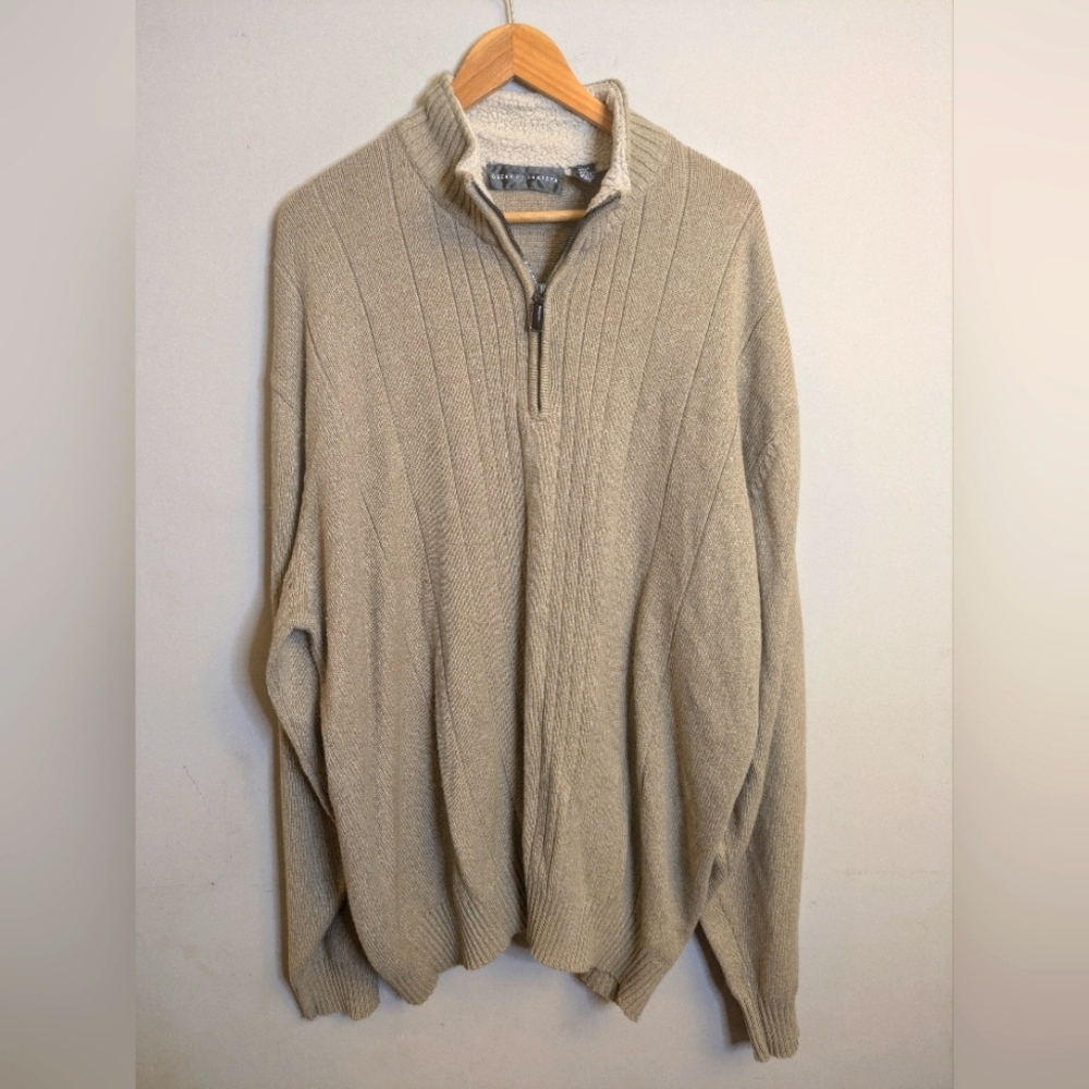 Oscar De La Renta Tan Quarter-Zip Sweater Size 4XLT